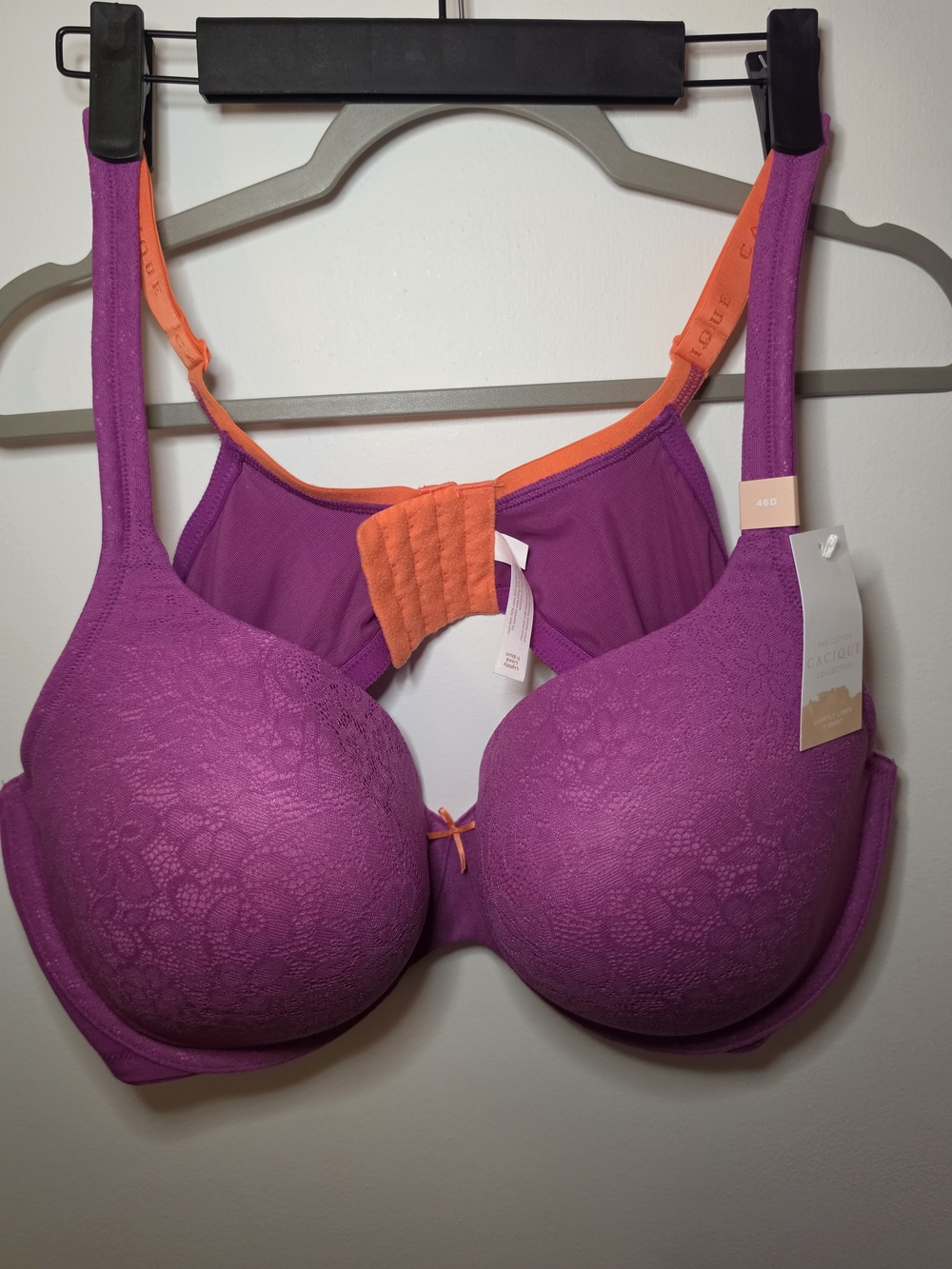 Cacique Purple Bra with Orange Straps
